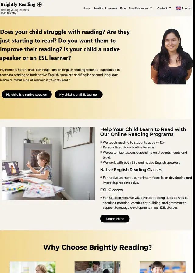 Brightly Reading website
