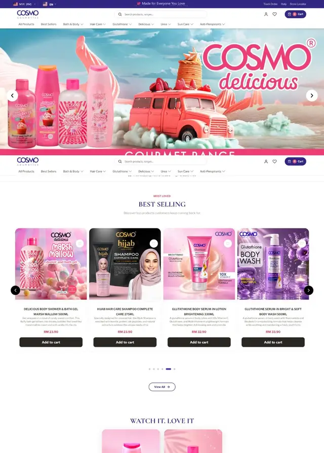 Cosmo Cosmetics website