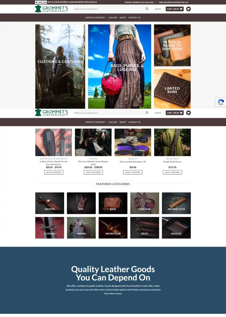 Grommet's Leathercraft website