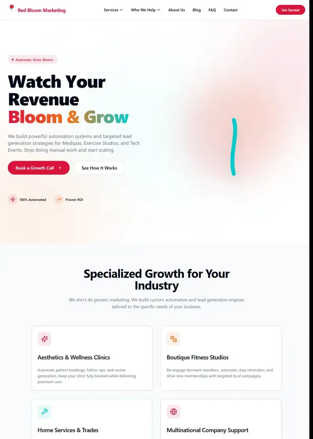 Red Bloom Marketing website