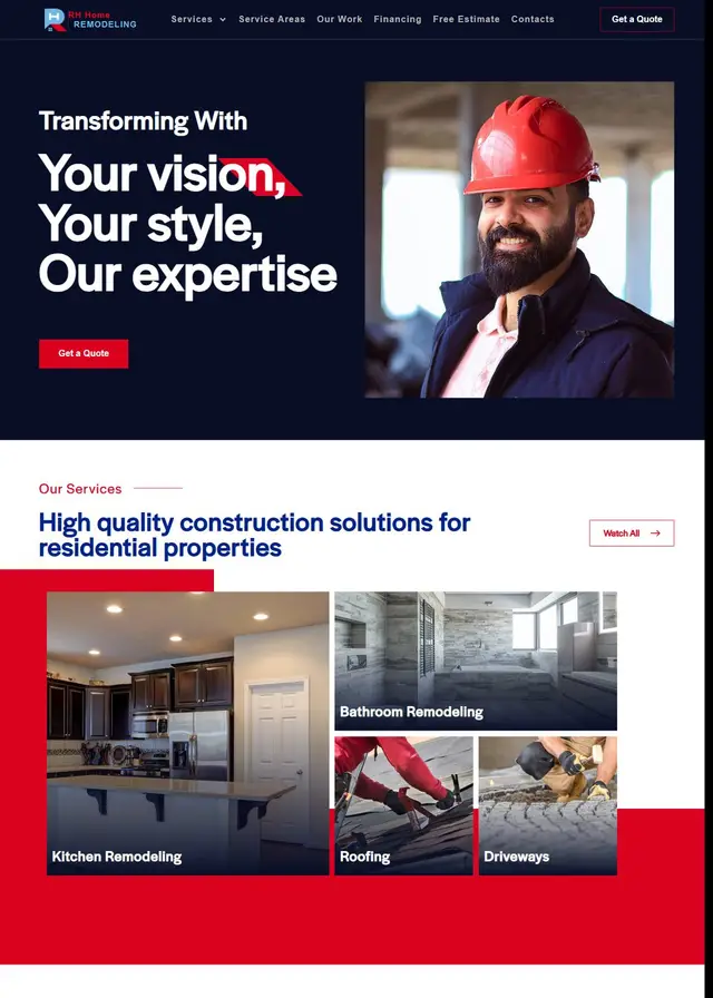 RH Home Remodeling website